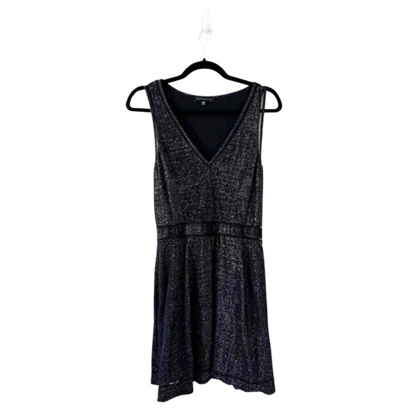 Sanctuary V-neck Lure Metallic Cocktail Mini Black Dress Medium Anthropologie - Picture 2 of 5